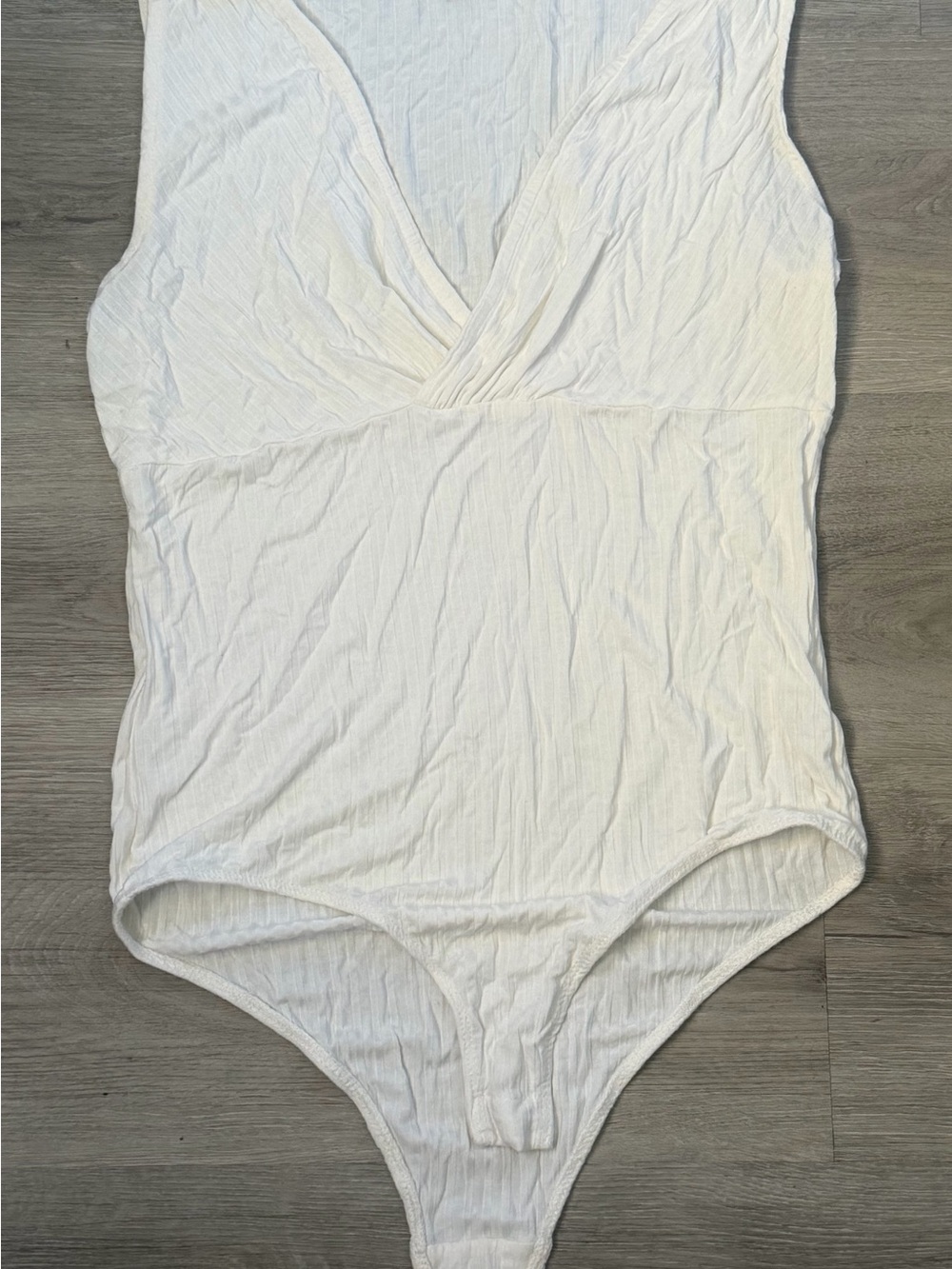 Ambiance White Surplice Bodysuit Thong